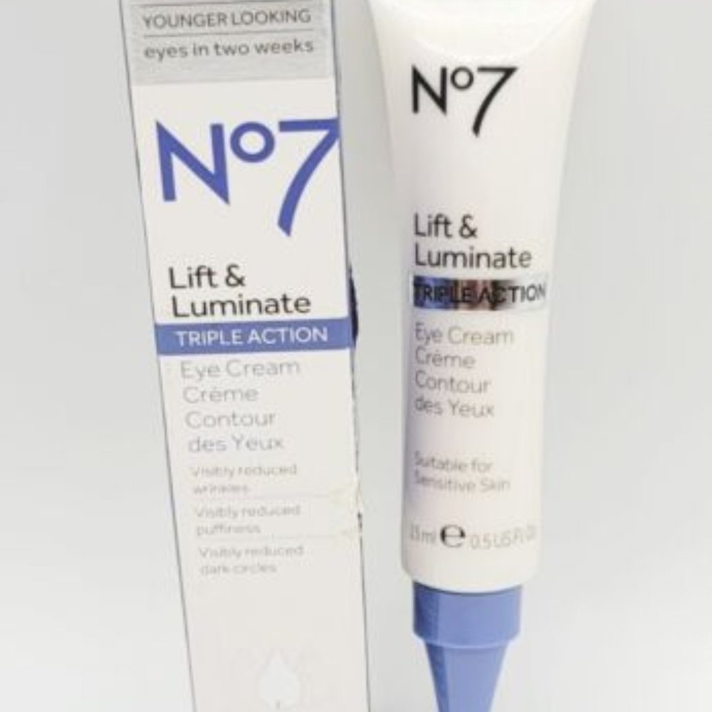 Lot of 2 NIB No7 Lift & Luminate Triple Action Eye Cream/Cleansing Exfoliator